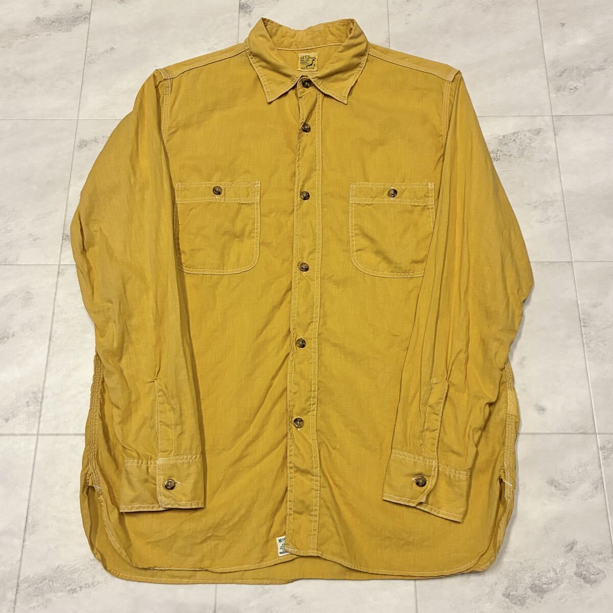 orSlow オアスロー BASE DENIM PRODUCTS シャンブレー ワークシャツ 長袖シャツ 麻55% 綿45%_画像1