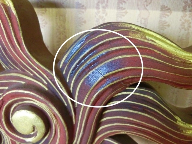 【1点限り】獅子　レリーフ　彩色　額縁横幅約124cm　高さ約55.5cm　寺院用仏具　インテリア　No554_画像4