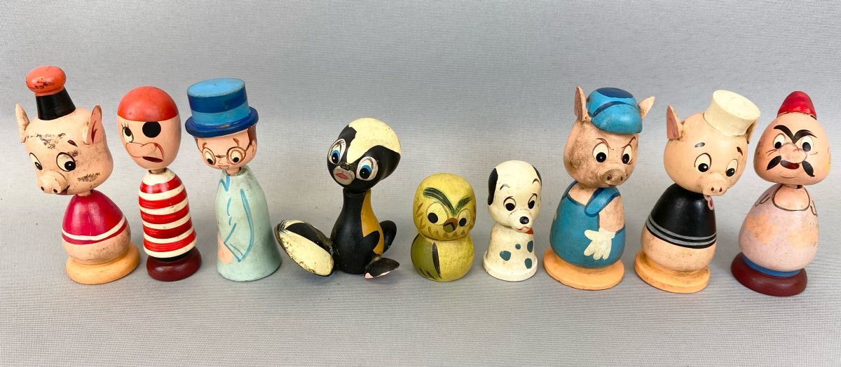 【婀】当時物 Disney ディズニー まんがこけし 36点 まとめ ミッキー ドナルド ティガー ピーターパン ラッキー 木製人形 K17CB8_画像4