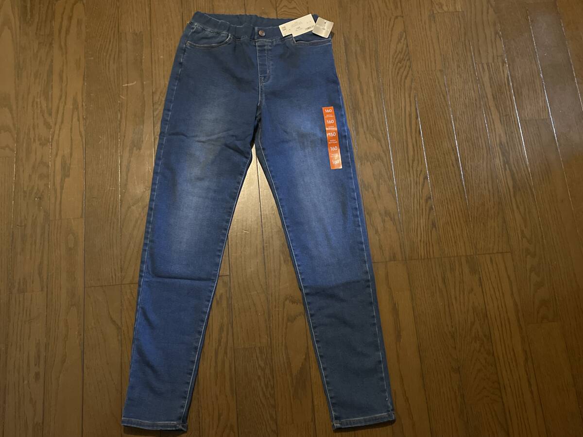 新品GUKIDSヌクヌクストレッチデニムスキニーパンツ160cm男女兼用_画像1