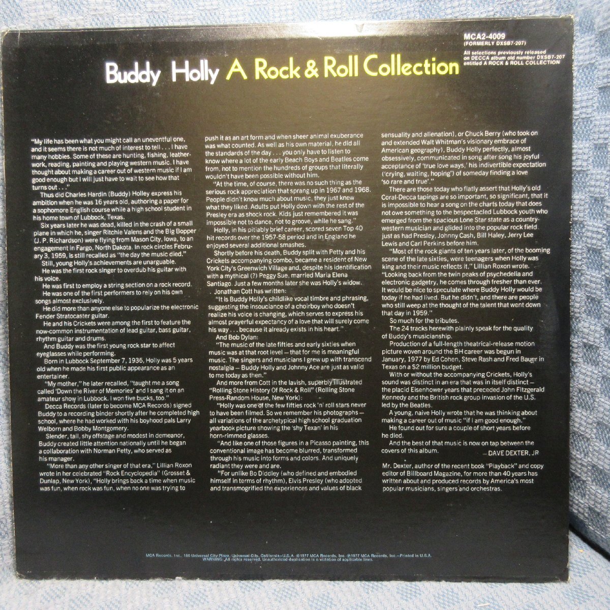 VA464●MCA2-4009 バディ・ホリー BUDDY HOLLY「A Rock＆Roll Collection」LPレコード(アナログ盤)輸入盤2枚組_画像2