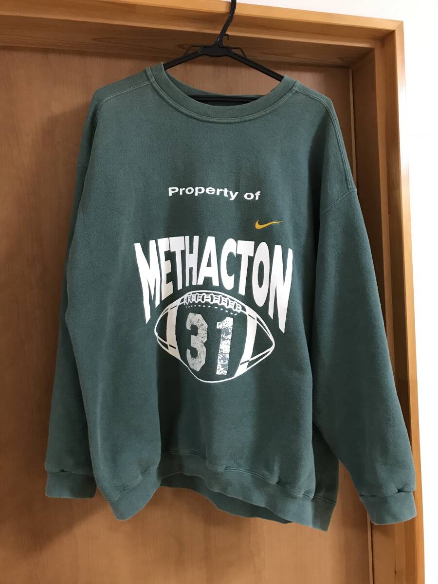 90s Vintage NIKE オールド ナイキ スウェット パーカー ロゴ刺繍 銀タグ ヴィンテージ XL ゴツナイキ 風車 オレンジタグ 00s_画像1