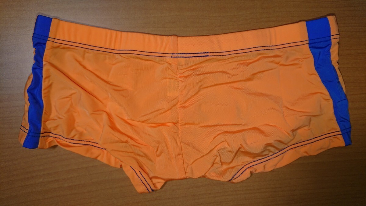 TM COLLECTION STRIKESKIN Wライン Low-rise BOXER ローライズ ボクサーパンツ フルバック ボクサー ブリーフ オレンジ × ブルー Mサイズ_画像2