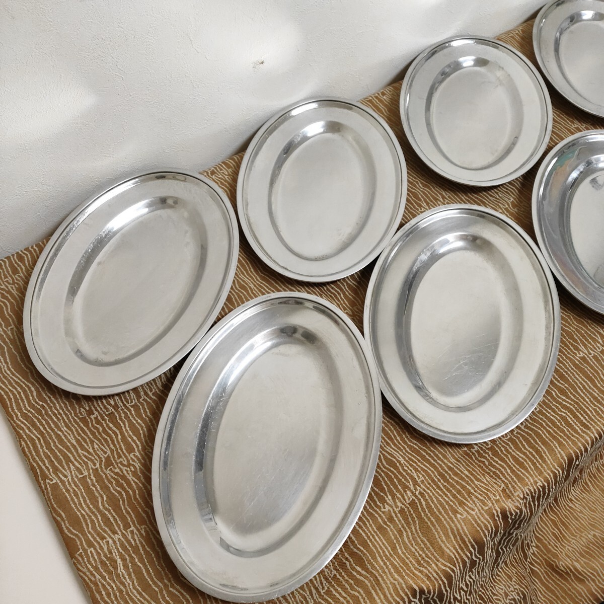 【18-8ステンレス オーバル皿 10枚】レトロ カレー皿 楕円形 小判皿 18-8 ステンレス皿 プレート 銀色 シルバー【B4-2③】1110_画像2