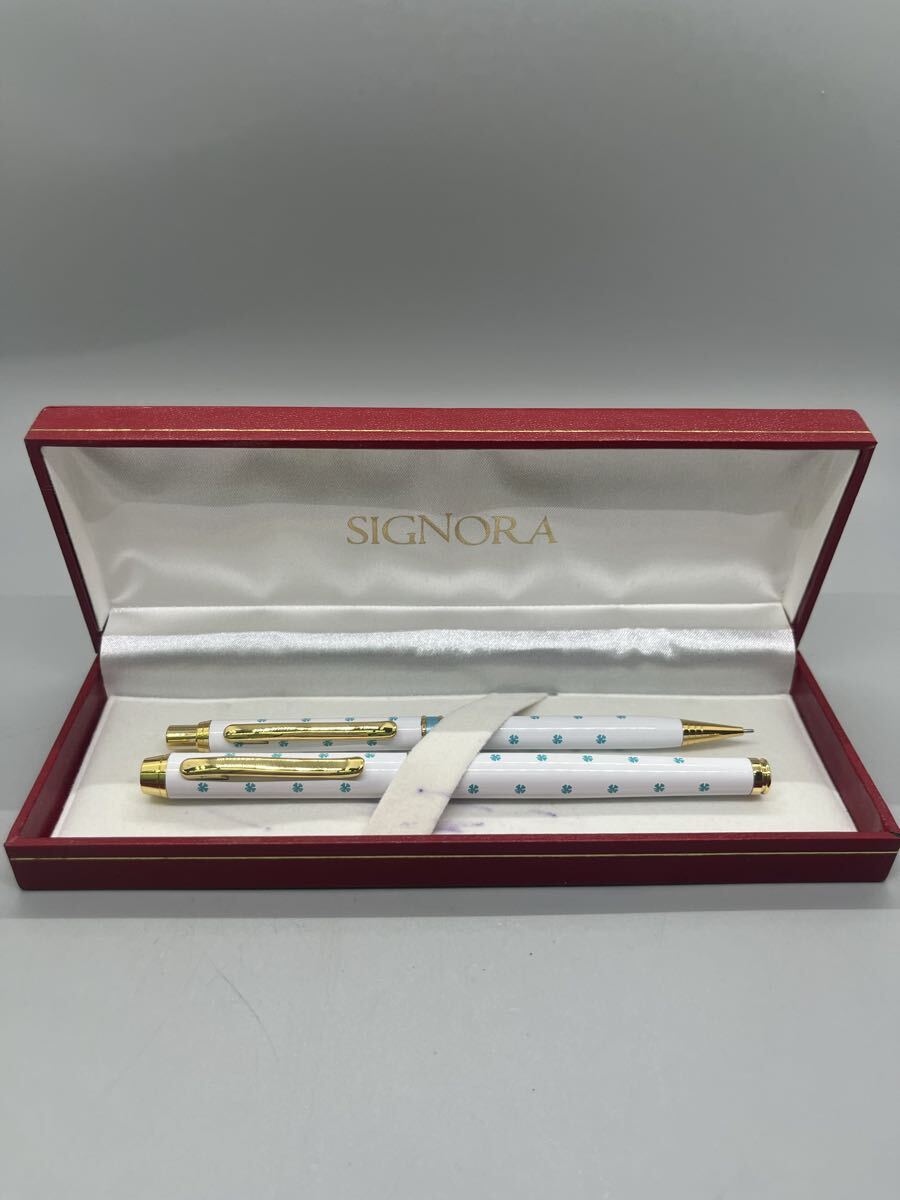 H113015 1円〜 SIGNORA 万年筆 シャープペンシル セット 文房具_画像1