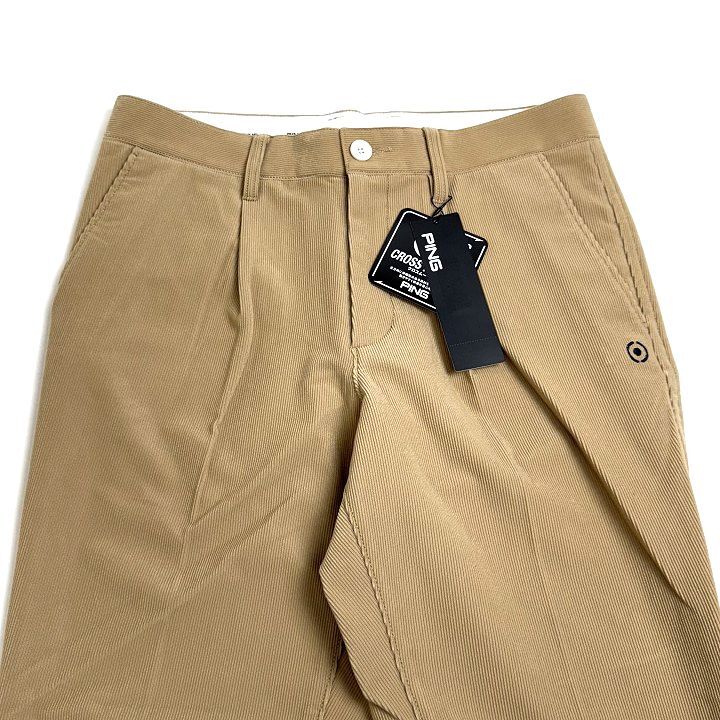 T582 新品 PING ピン ゴルフ トリコットコーデュロイ ワイドテーパード パンツ ベージュ L_画像3