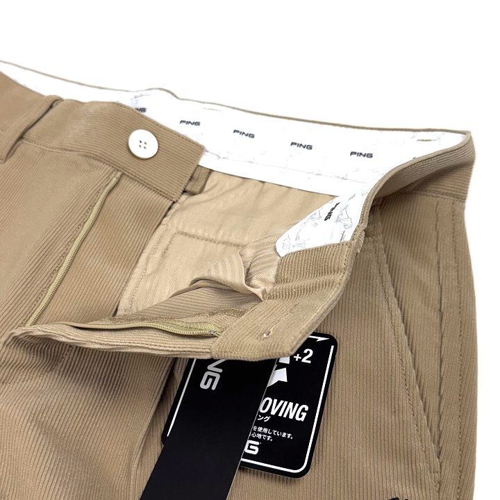 T582 新品 PING ピン ゴルフ トリコットコーデュロイ ワイドテーパード パンツ ベージュ L_画像4