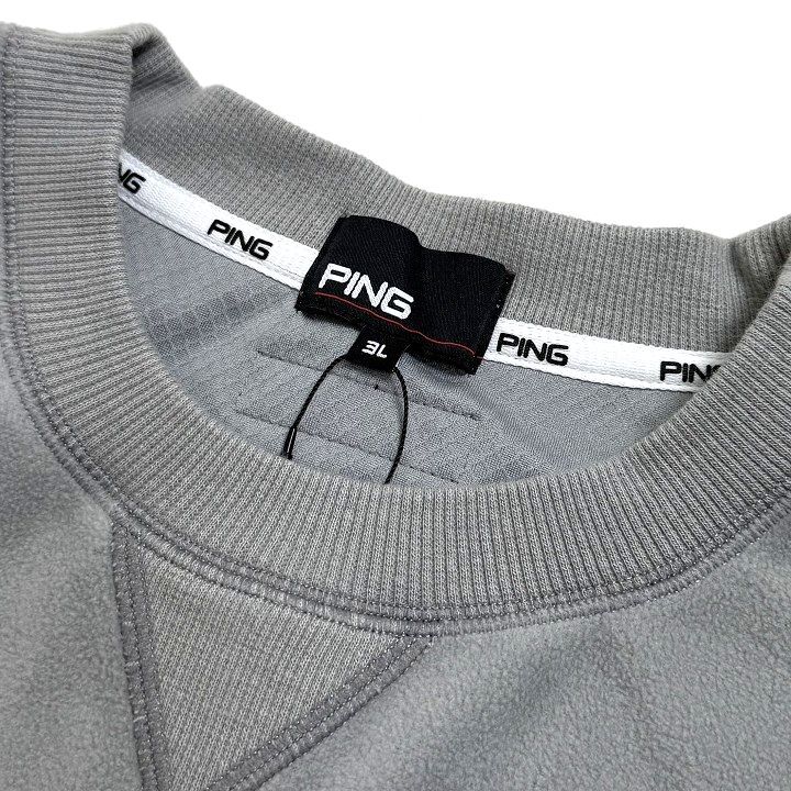T584 新品 PING ピン ゴルフ クルーネック フリース 3層ボンディング グレー 3L_画像4