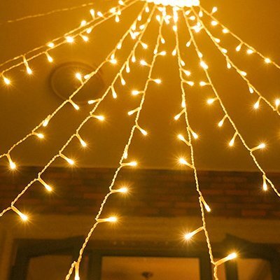 クリスマス 可愛い星型イルミネーションライト LED電飾 電球色 350球 8モード つらら LEDライト 屋外 装飾 子供 DIY リピーター_画像4