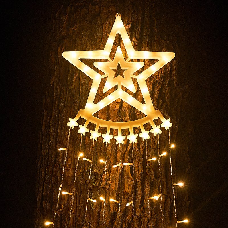 クリスマス 可愛い星型イルミネーションライト LED電飾 電球色 350球 8モード つらら LEDライト 屋外 装飾 子供 DIY リピーター_画像3