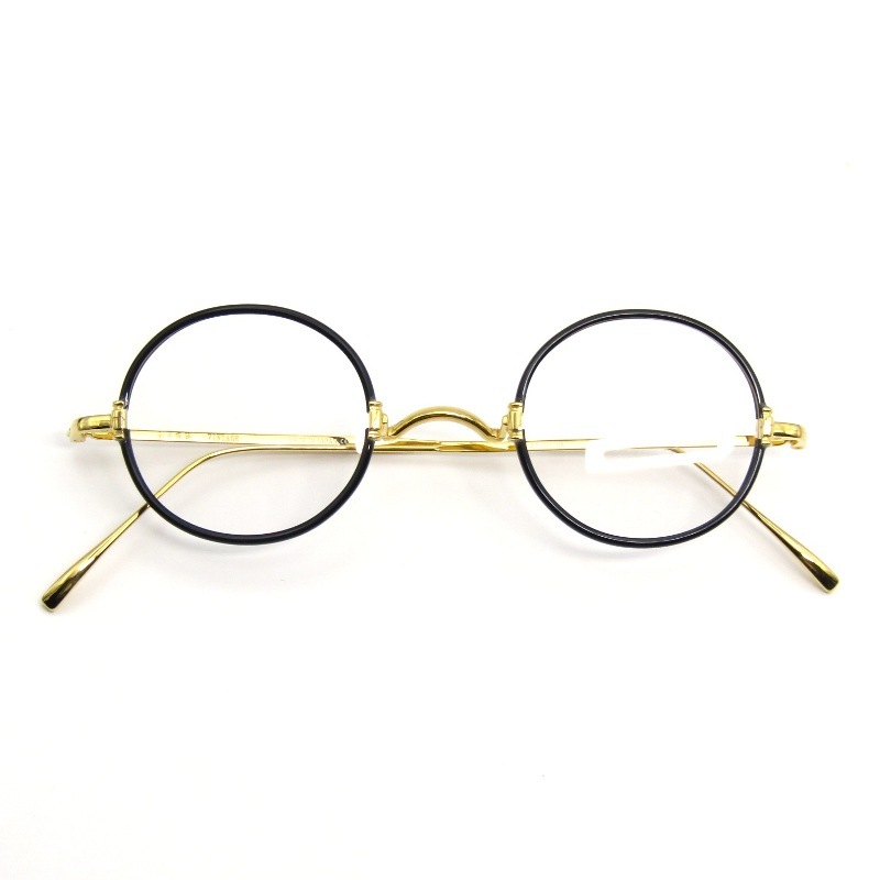 美品 金子眼鏡 カネコガンキョウ メガネフレーム KV-10 日本製 VINTAGEシリーズ ラウンド 七宝リム BK ブラック/ゴールド 65009026_画像1