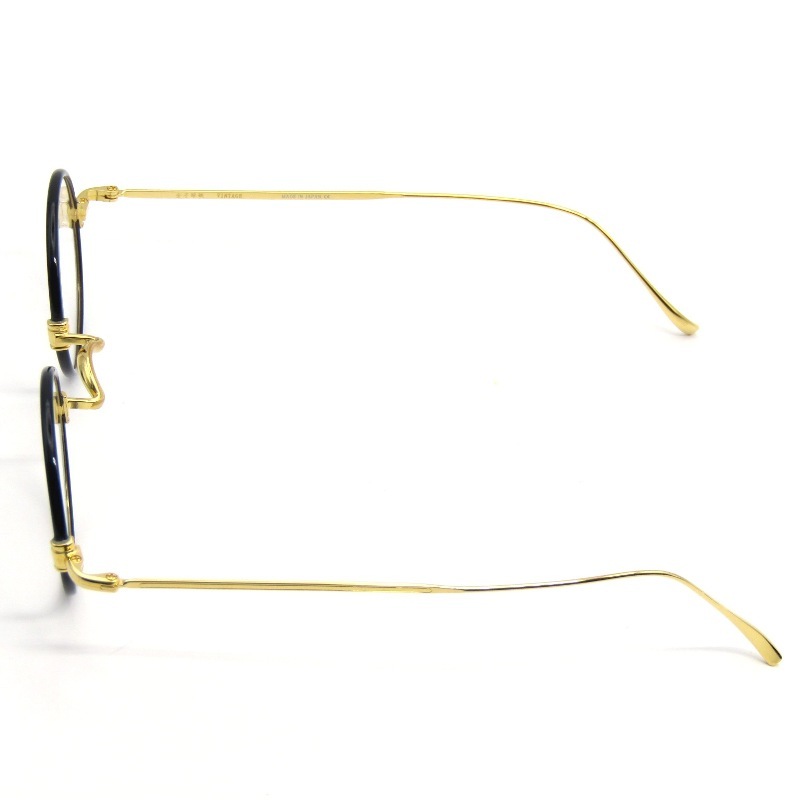 美品 金子眼鏡 カネコガンキョウ メガネフレーム KV-10 日本製 VINTAGEシリーズ ラウンド 七宝リム BK ブラック/ゴールド 65009026_画像2