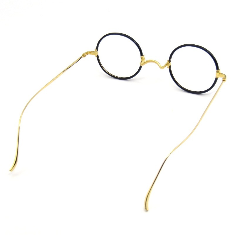 美品 金子眼鏡 カネコガンキョウ メガネフレーム KV-10 日本製 VINTAGEシリーズ ラウンド 七宝リム BK ブラック/ゴールド 65009026_画像6