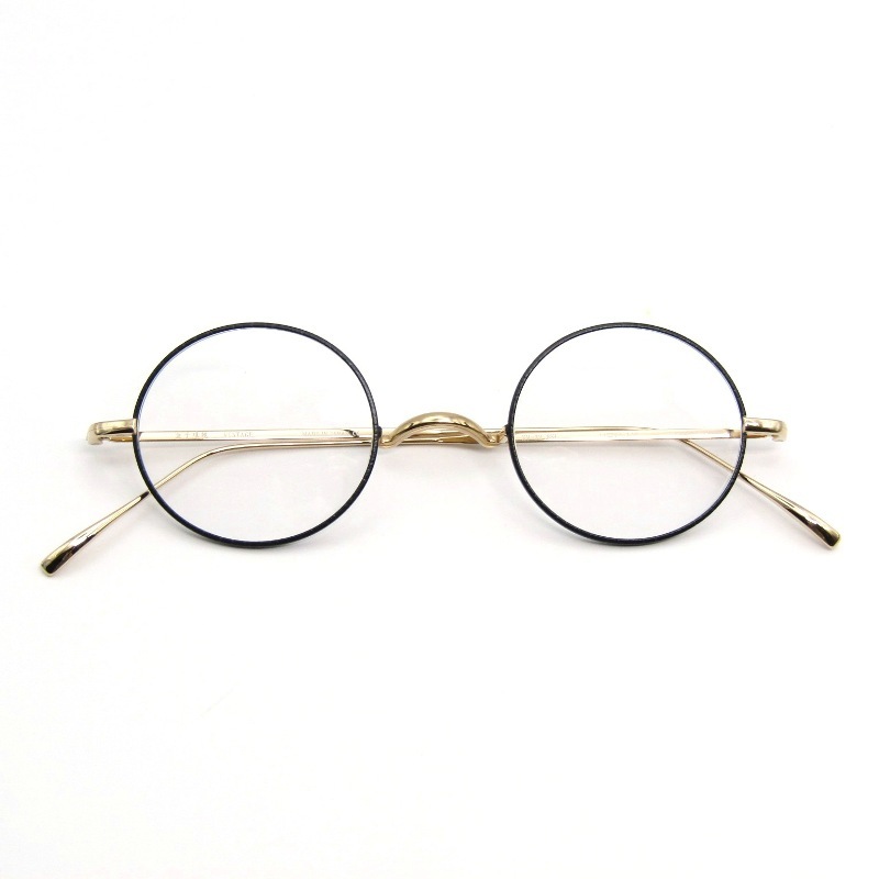 美品 金子眼鏡 カネコガンキョウ メガネフレーム KV-32 日本製 VINTAGEシリーズ ラウンド BKL ブラック/ゴールド 65009025_画像1