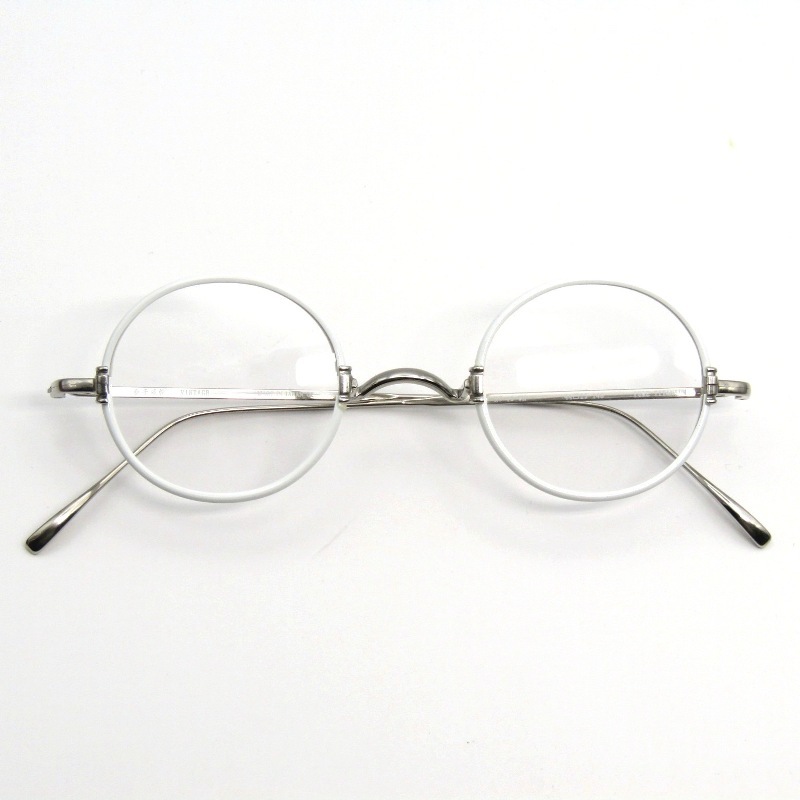 美品 金子眼鏡 カネコガンキョウ メガネフレーム KV-10 日本製 VINTAGEシリーズ ラウンド WH ホワイト/アンティークシルバー 65009027_画像1