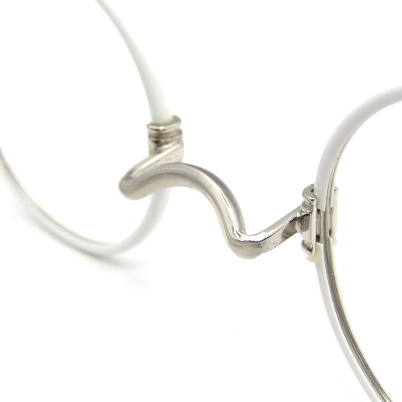 美品 金子眼鏡 カネコガンキョウ メガネフレーム KV-10 日本製 VINTAGEシリーズ ラウンド WH ホワイト/アンティークシルバー 65009027_画像5