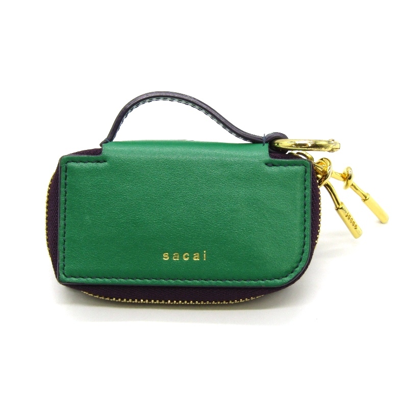 sacai サカイ キーケース S122-01 バイカラー ハンドル型 カウハイド イタリア製 グリーン 24005623_画像1