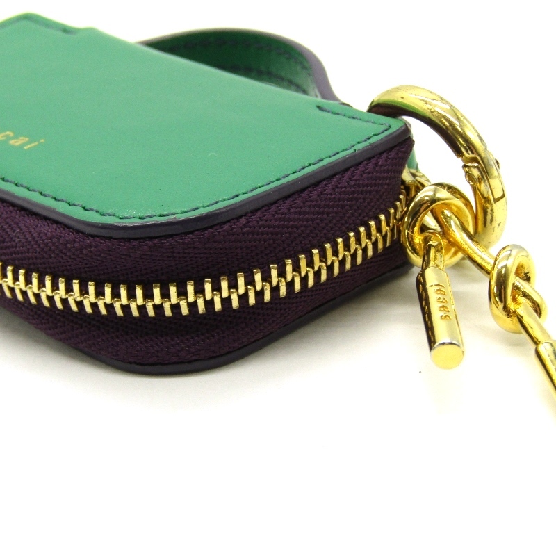 sacai サカイ キーケース S122-01 バイカラー ハンドル型 カウハイド イタリア製 グリーン 24005623_画像4