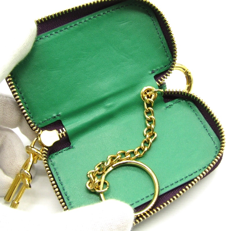 sacai サカイ キーケース S122-01 バイカラー ハンドル型 カウハイド イタリア製 グリーン 24005623_画像5