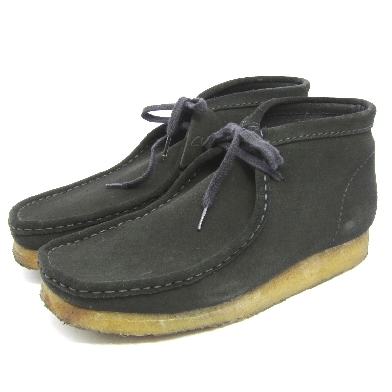 Clarks クラークス UK8.5G ワラビー ブーツ 16050 WALLABEE クレープソール モカシン ワークブーツ 黒 ブラック スエード 35005023_画像1