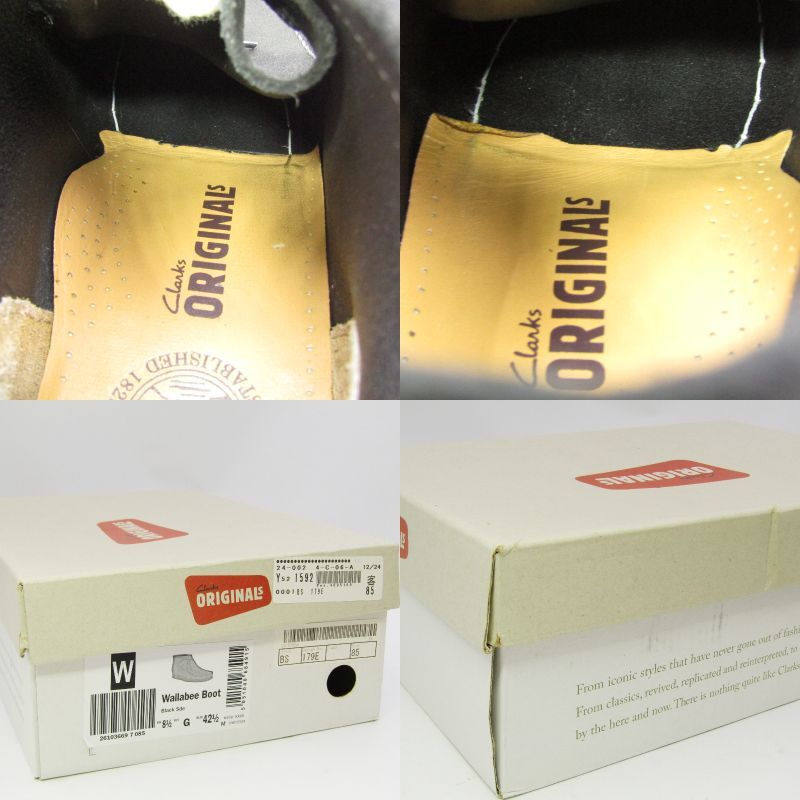 Clarks クラークス UK8.5G ワラビー ブーツ 16050 WALLABEE クレープソール モカシン ワークブーツ 黒 ブラック スエード 35005023_画像7