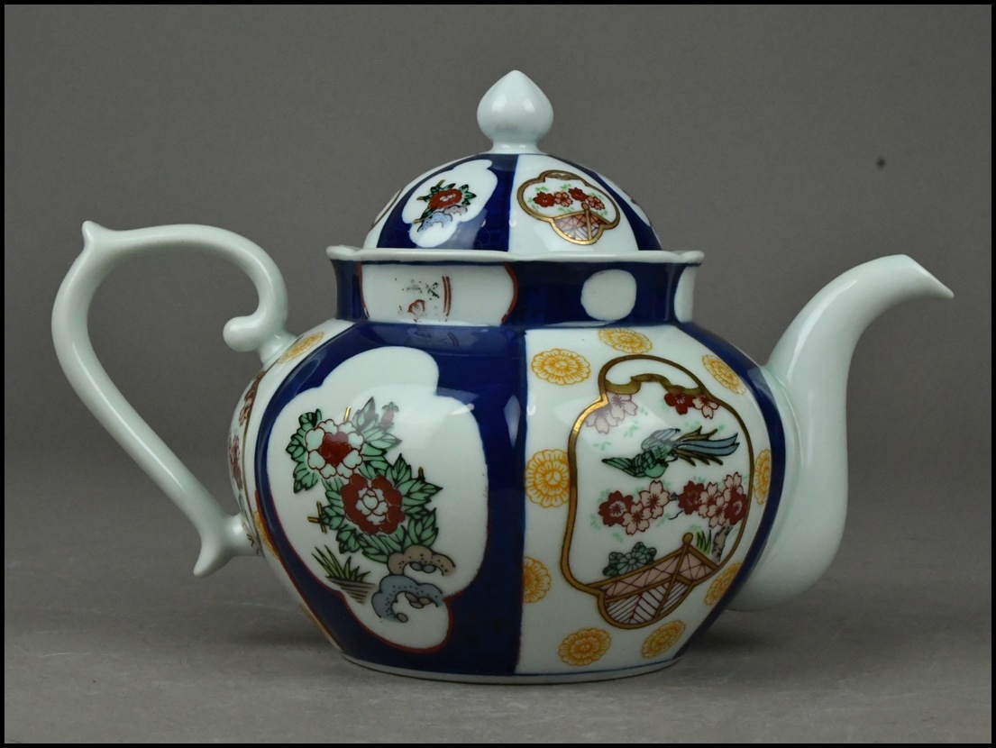 【NNK】伊万里焼【GOLD IMARI】ゴールド伊万里 金彩色絵 急須 ポット 茶道具 D7-1111-5_画像3