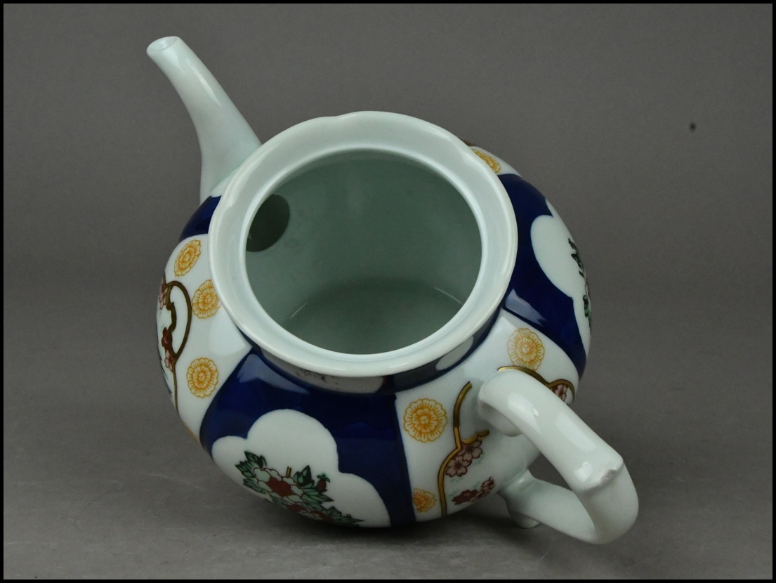 【NNK】伊万里焼【GOLD IMARI】ゴールド伊万里 金彩色絵 急須 ポット 茶道具 D7-1111-5_画像9