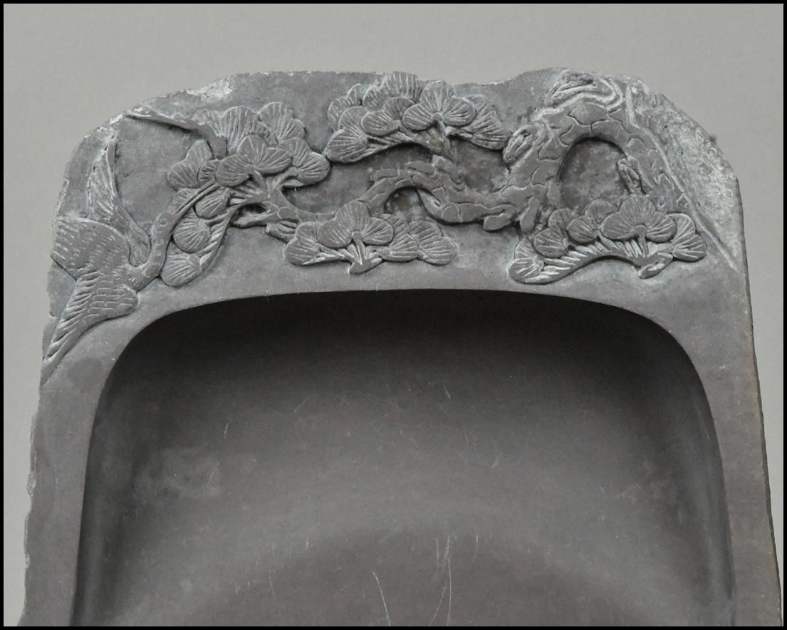 【NNK】中国美術 唐物 広東省肇慶市 松鶴彫刻 端渓硯 唐木箱 文房四方 書道具 D7-1111-3_画像3