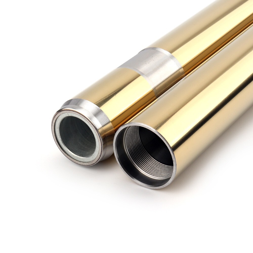 XG68 極上メッキ SR400 1JR 2H6 1JN SR400SP SR500 SR500SP 35MM 純正品番33Y-23110-00に対応 インナーチューブ ゴールド２本 新品_画像2