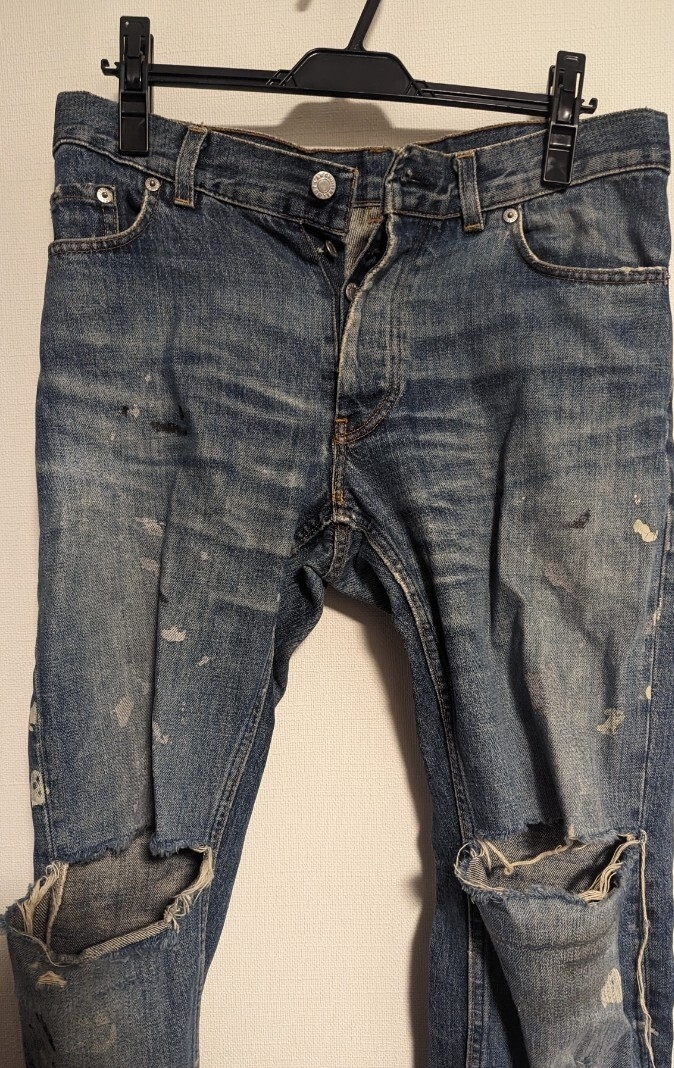 helmut lang painter jeans 31 本人期 ペンキデニム ダメージジーンズ 1998 1999 damage denim ヘルムートラング archives アーカイブ_画像3