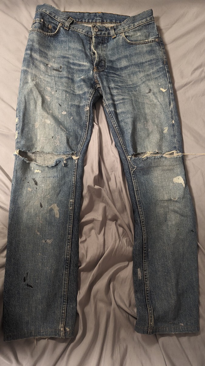 helmut lang painter jeans 31 本人期 ペンキデニム ダメージジーンズ 1998 1999 damage denim ヘルムートラング archives アーカイブ_画像1