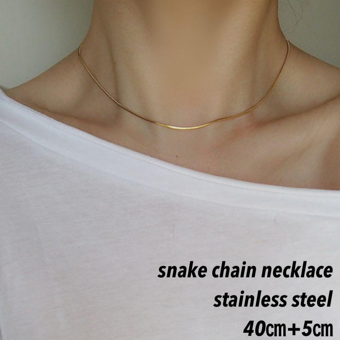 スネーク　チェーン　ネックレス　ゴールド　シンプル　チョーカー　45㎝_画像1