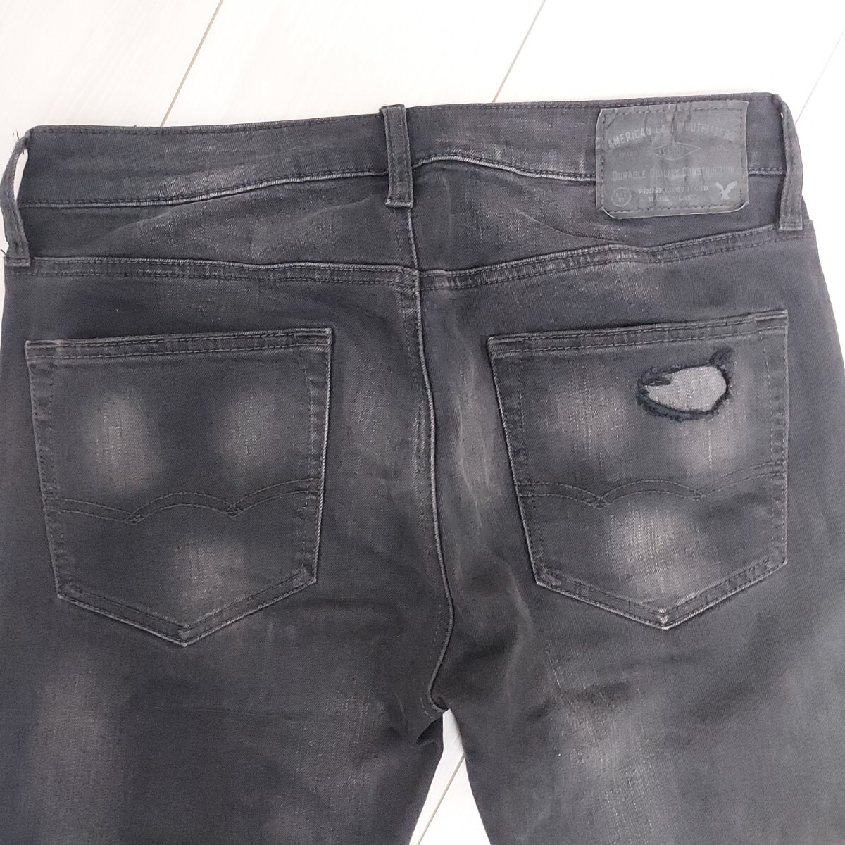 AEO EXTREME FLEX アメリカンイーグル リメイク ブラック ストレッチ スキニーデニムパンツ/31_画像5