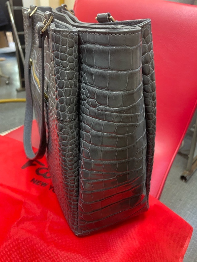 送料無料！Falchi New York(ファルチニューヨーク） イタリアン/カーフ/クロコ/型押し/トートバッグ_画像3