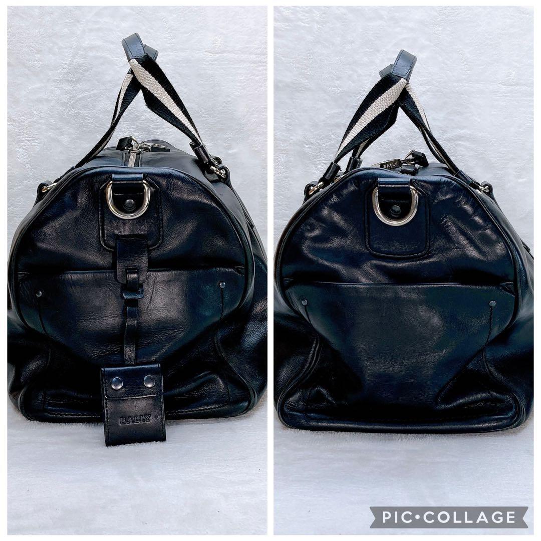 美品BALLY バリー 2way ボストンバッグ ストライプ レザー 大容量_画像3