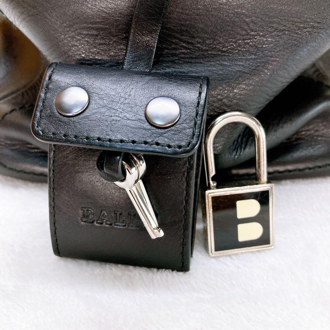 美品BALLY バリー 2way ボストンバッグ ストライプ レザー 大容量_画像9