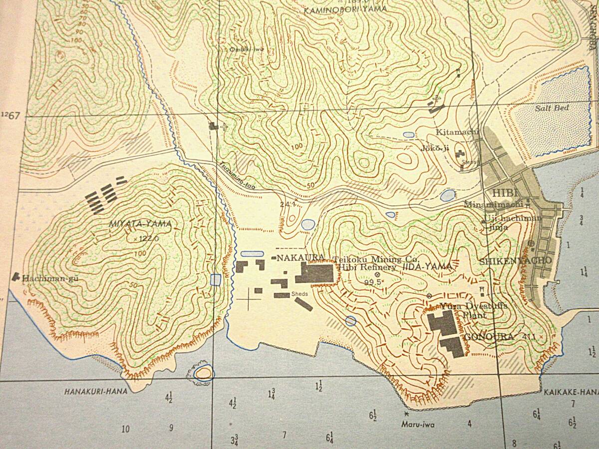  старая карта * Showa 20 годы после половина примерно топографическая карта Okayama шар . город 12500 минут. 1 японский язык надпись нет 1 листов America . изготовление осуществлен карта 