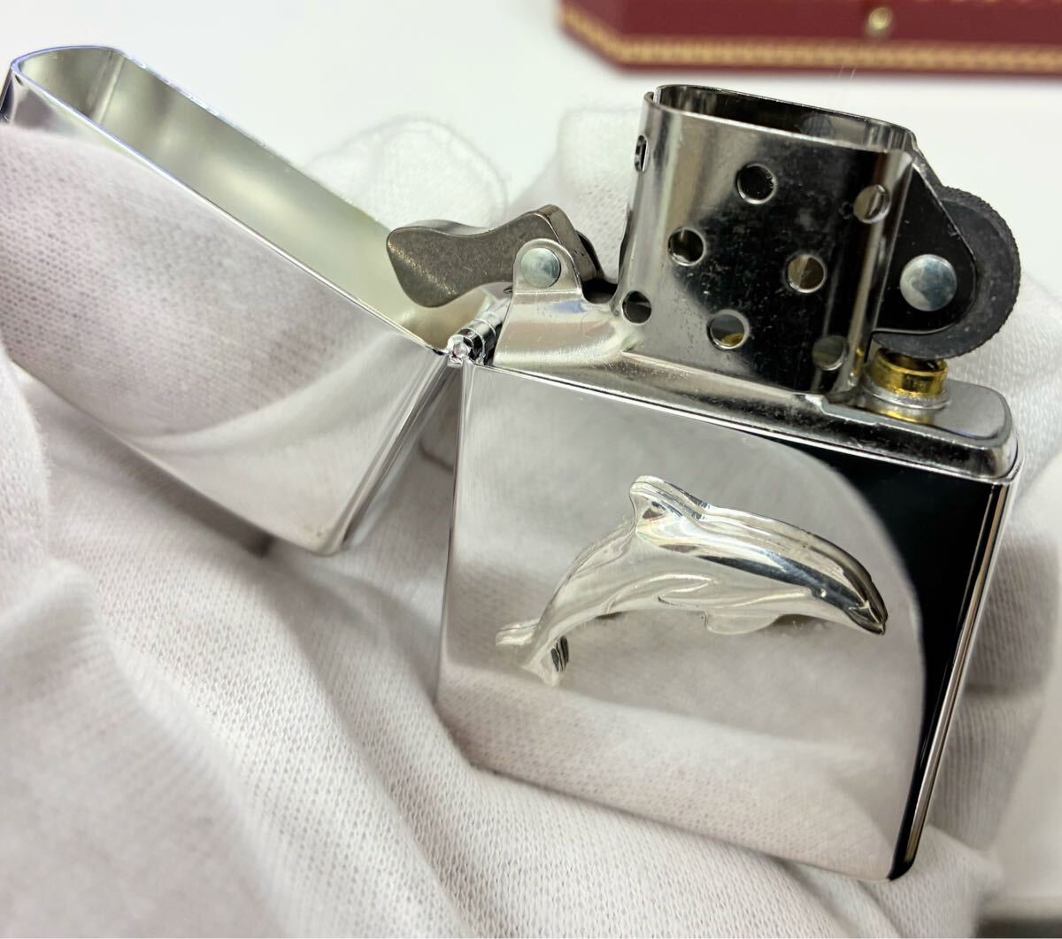 ■未使用ZIPPO ジッポ/純銀メダルイルカ/ライター 喫煙グッズ 着火未確認 長期保管品★_画像6