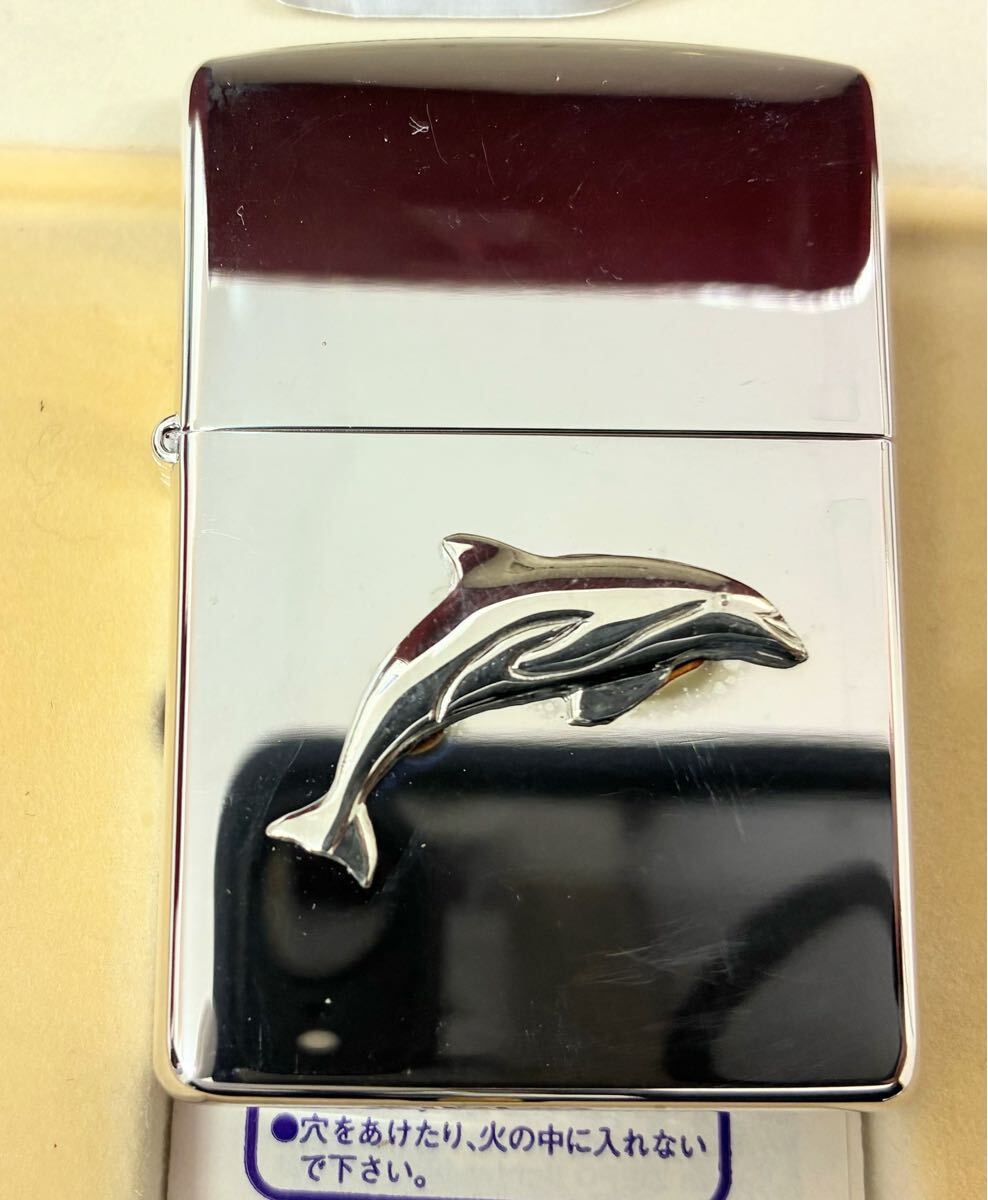 ■未使用ZIPPO ジッポ/純銀メダルイルカ/ライター 喫煙グッズ 着火未確認 長期保管品★_画像1