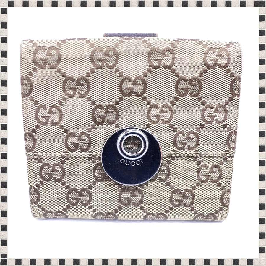 グッチ GUCCI 2つ折り 財布 GG柄 キャンバス レザー 111630_画像1