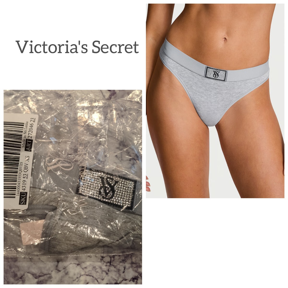 Victoria's Secret シャインパッチ グレー Tバック Sサイズ 完売品_画像1