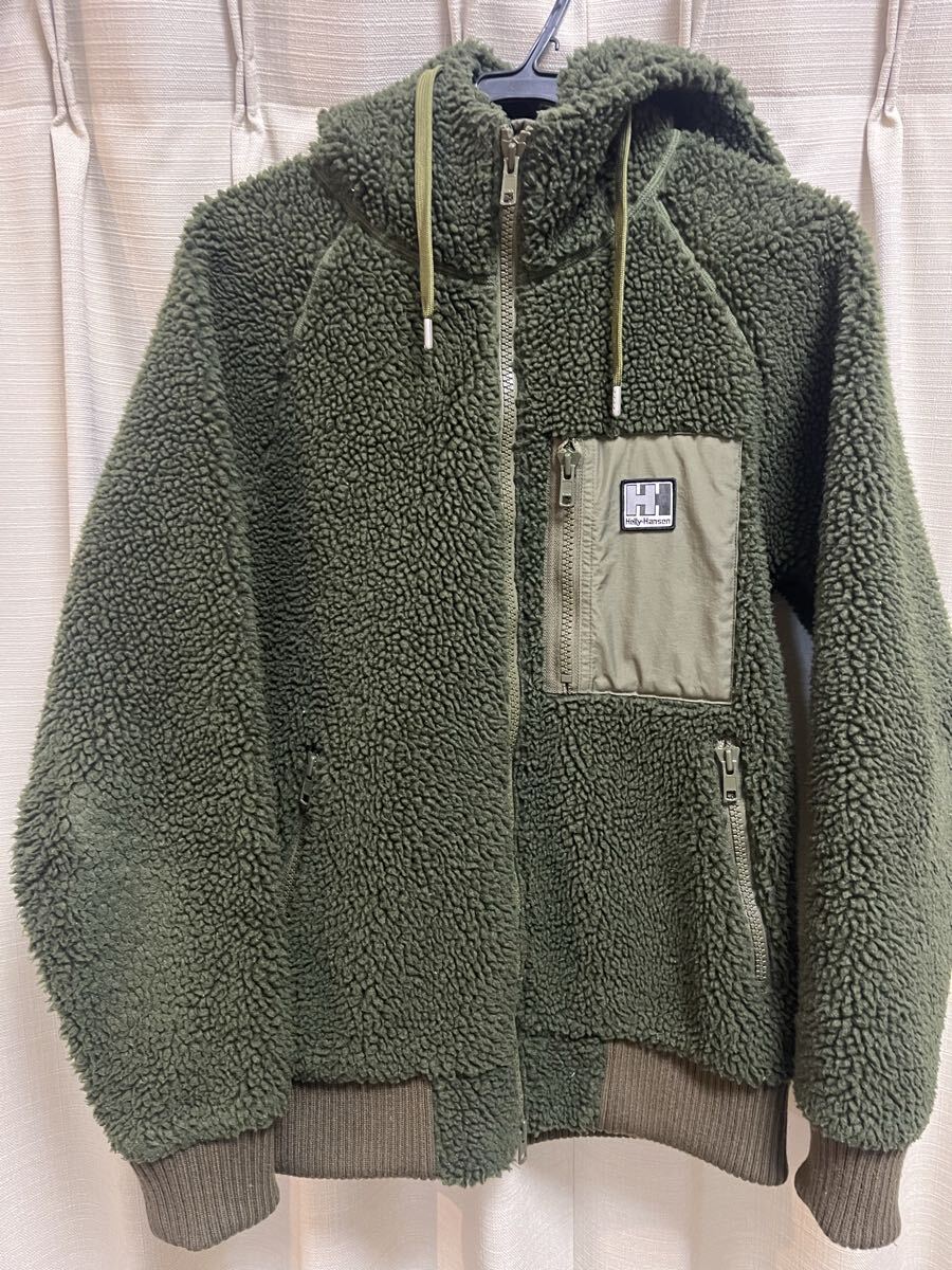 ヘリーハンセン フリースジャケット カーキ ボア HELLY HANSEN M_画像1