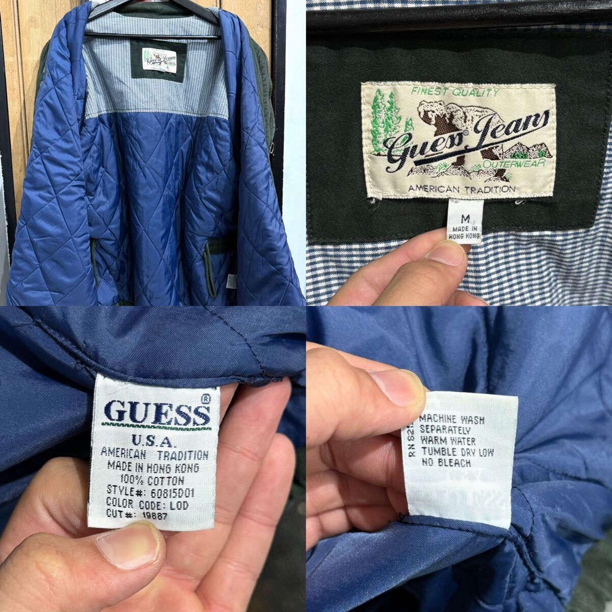 90s Guess Jeans Fireman Jacket ゲス ジーンズ ファイヤーマン ジャケット ダークグリーン M_画像6