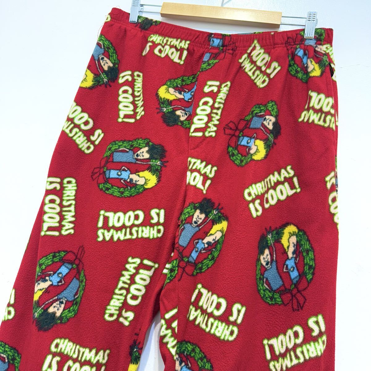 Beavis and Butthead パジャマパンツ L レッド 総柄 イージーパンツ キャラクター クリスマス アニメ ビーバス・アンド・バッドヘッド_画像1