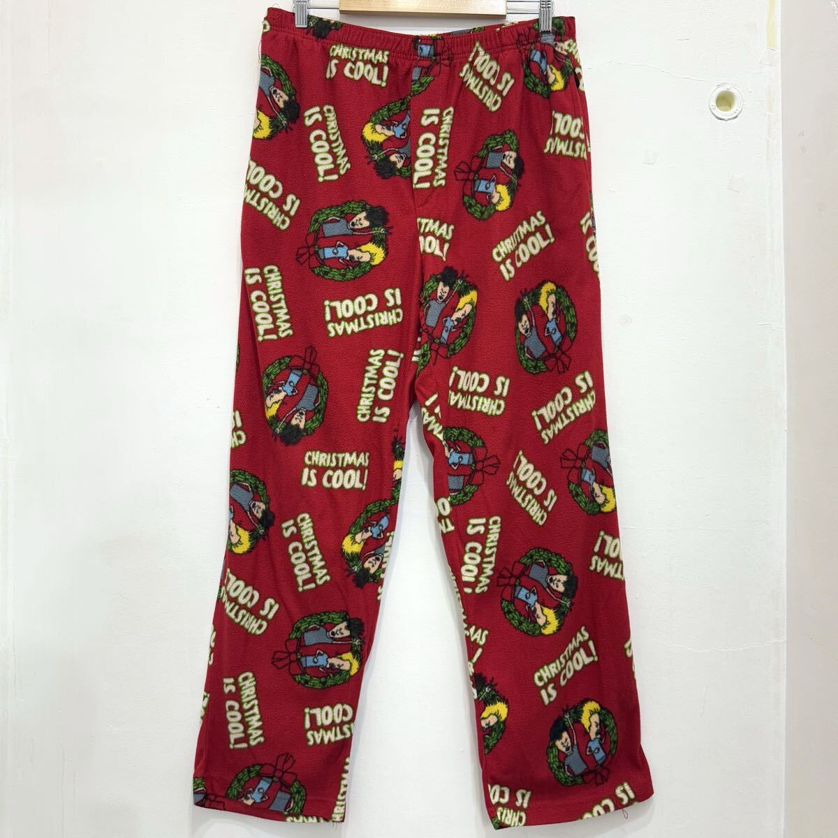 Beavis and Butthead パジャマパンツ L レッド 総柄 イージーパンツ キャラクター クリスマス アニメ ビーバス・アンド・バッドヘッド_画像2