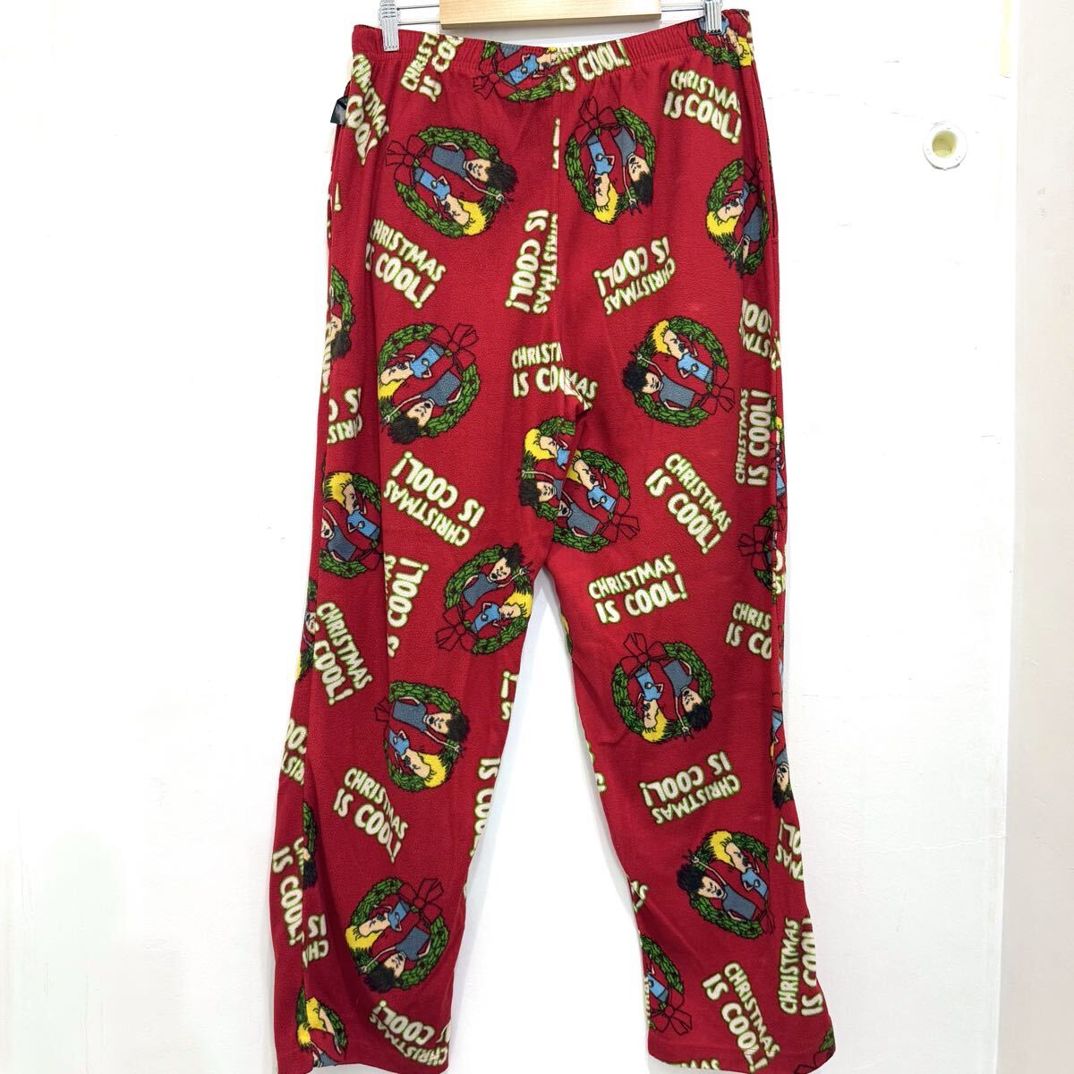 Beavis and Butthead パジャマパンツ L レッド 総柄 イージーパンツ キャラクター クリスマス アニメ ビーバス・アンド・バッドヘッド_画像3