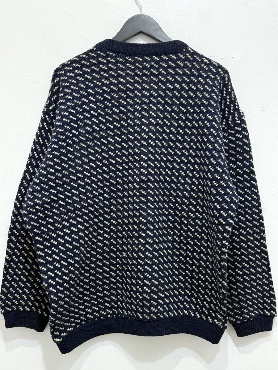 80s ノルウェー製 L.L.Bean Wool × Rayon バーズアイ ニット セーター XL ネイビー ウール × レーヨン エルエルビーン ヴィンテージ_画像5