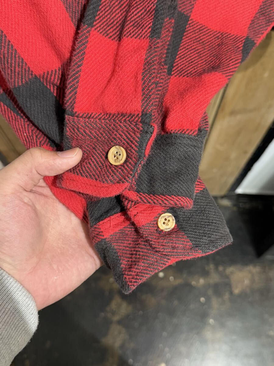 70s USA製 JCPenney BIG MAC ブロックチェック柄 ヘビーネルシャツ M レッド ネルシャツ バッファローチェック ビッグマック ヴィンテージ_画像5