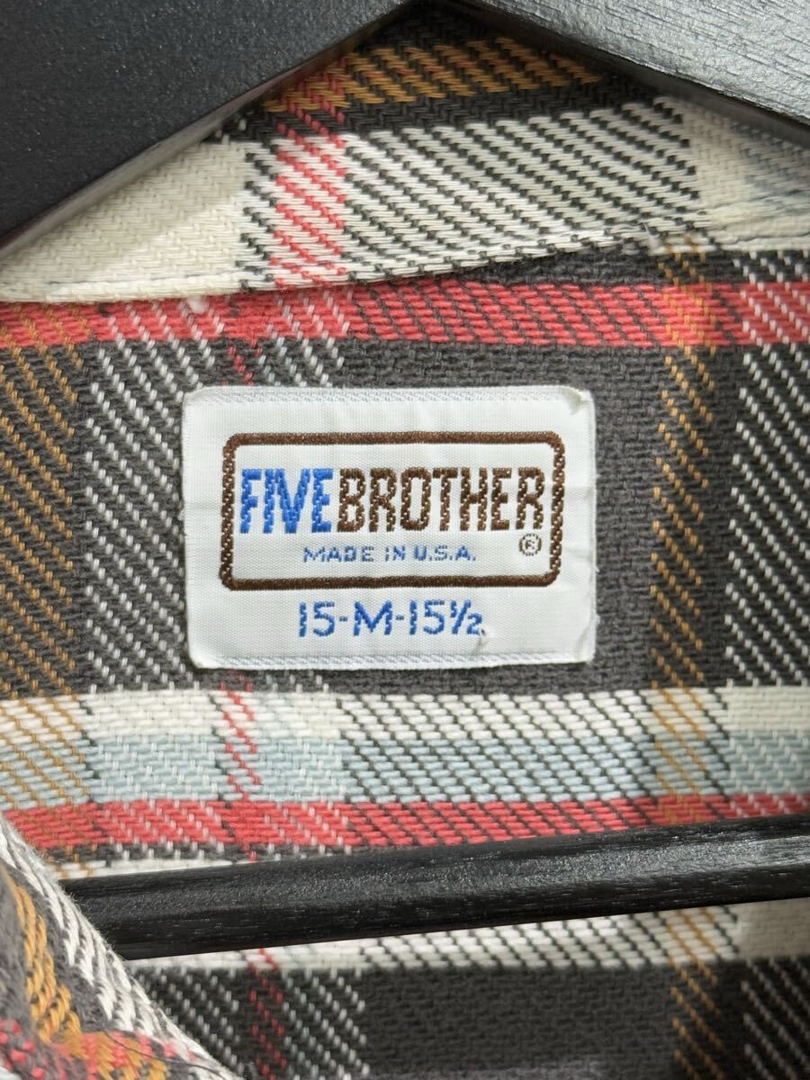 80s USA製 Five Brother チェック柄 ヘビーネルシャツ M ネルシャツ ファイブブラザー ヴィンテージ_画像3