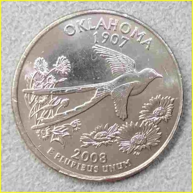 【アメリカ 50州25セント硬貨《オクラホマ州》2008年】クォーターダラーコイン/50州25セント硬貨プログラム/The 50 State Quarters Program_画像1